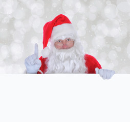Santa Claus with a Blank Sign with Copy Space