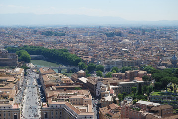 Fototapeta na wymiar The Vatican and the city of Rome look from above.