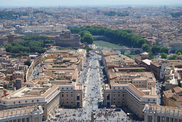 Fototapeta premium The Vatican and the city of Rome look from above.