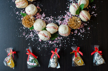 French Macarons and Jelly Sweets Christmas Wreath