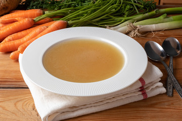 Chicken bone broth with vegetables