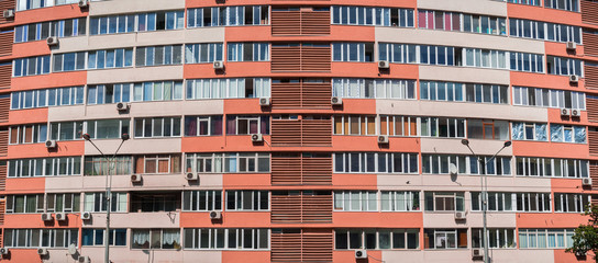 Apartment building brightly painted in Bucharest, Romania