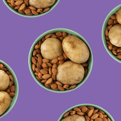 Potatoes and almonds in a bowl