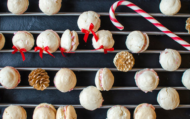 Candy Cane and White Chocolate Macarons
