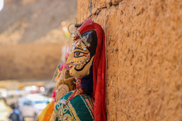 Rajasthani puppets (Kathputli) have been displayed on a shop at Mehrangarh Jodhpur, Rajasthan....
