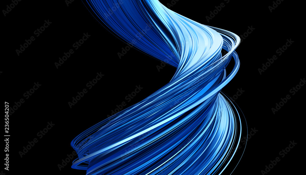 Poster abstract 3d rendering of twisted lines. modern background design, illustration of a futuristic shape