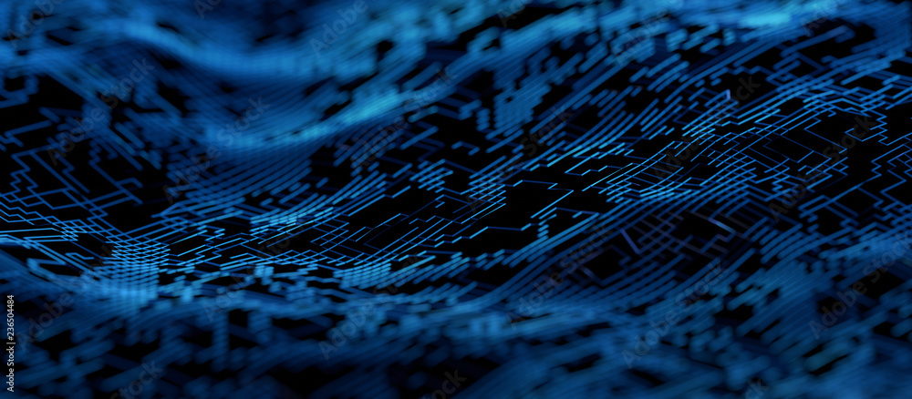 Poster abstract 3d rendering of technological surface. modern background design
