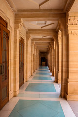 JODHPUR, RAJASTHAN, INDIA - OCTOBER 26, 2018: A corridor at Umaid Bhawan Palace, located in Jodhpur...