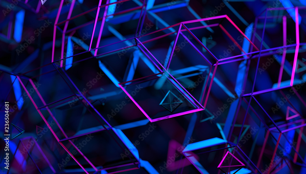 Fototapete abstract 3d rendering of geometric background. futuristic modern design
