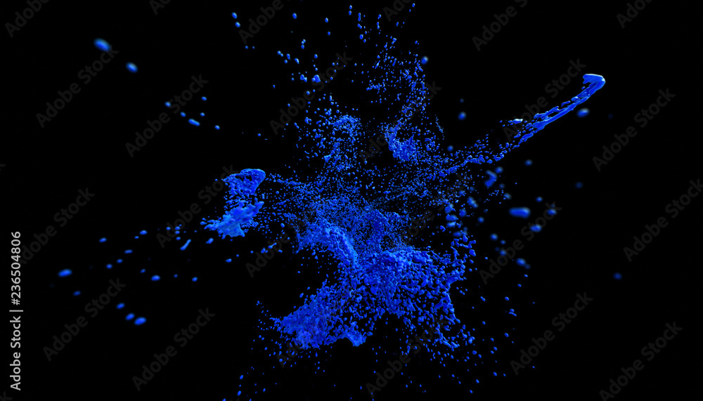Poster abstract 3d rendering of paint splash. cool liquid shape. modern background design