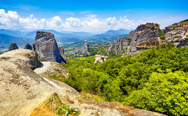 Amazing panorama on the valley of the monasteries of Meteora, Greece
