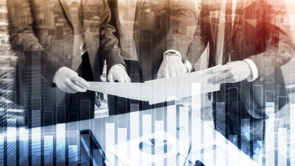 Business and finance graph on blurred background. Trading, investment and economics concept.