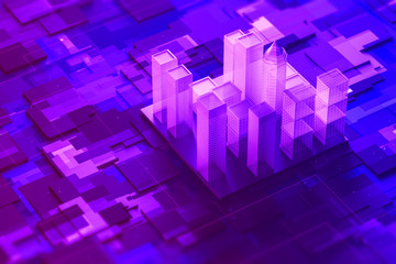 Purple city model on motherboard