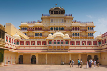 Chandra Mahal seen from Pitam Niwas Chowk, Jaipur City Palace, Rajasthan, India.