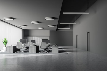 Loft gray office with doors