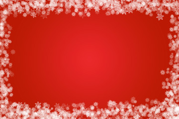 Fototapeta premium Fondo rojo de copos de nieve.