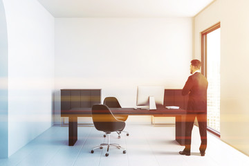 White manager office interior, man