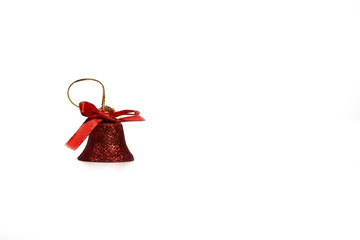 Red bell on white background, isolated.