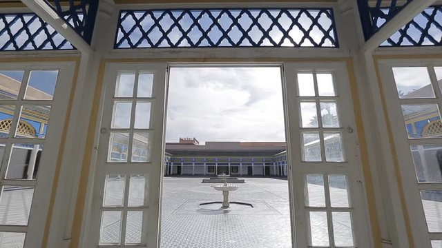 Light coming through doors in Al badii palace in Marrakech