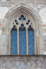 Fototapeta na wymiar Window of Palazzo della Ragione, Upper town of Bergamo, Italy