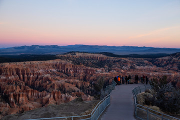 Bryce Canyon National Park, Utah, United States - November 13, 2018: Group of photographers are...