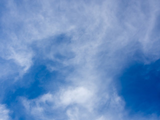 White clouds covering the blue sky.