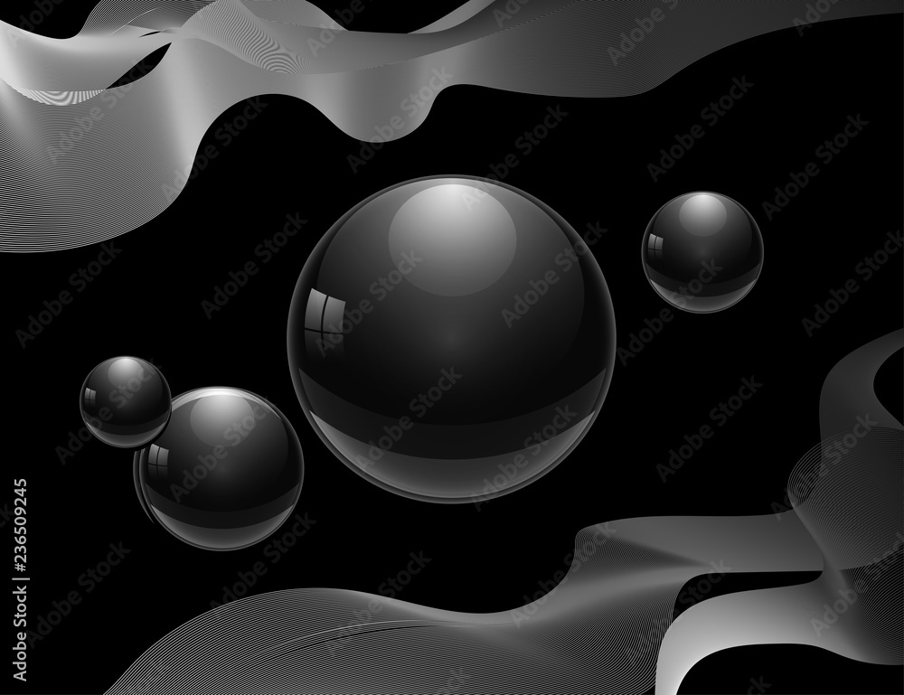Aufkleber futuristic technology space style. abstract particles background with sphere shapes. sphere with gla
