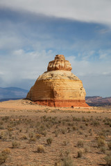 Beautiful landscape view of Church Rock in the desert. Located near Monticello, Utah, United States.