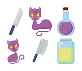 halloween celebration set icons