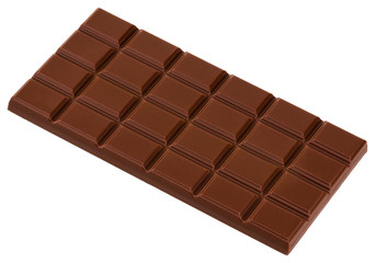 Milk chocolate bar isolated on white background  with clipping path