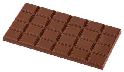 Milk chocolate bar isolated on white background  with clipping path