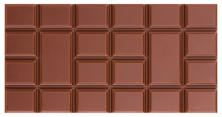 Milk chocolate bar isolated on white background  with clipping path