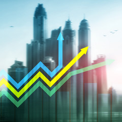 Financial growth arrows graph. Investment and trading concept.