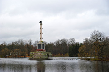 Chesme Column in autumn in Catherine park