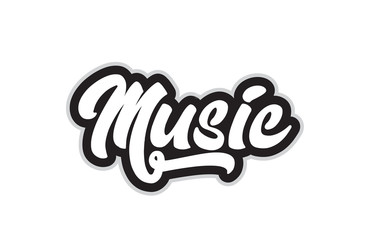black and white music hand written word text for typography logo design