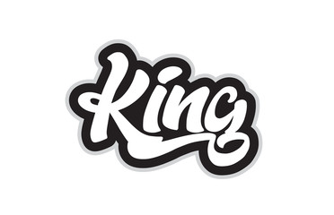 black and white king hand written word text for typography logo design