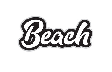 black and white beach hand written word text for typography logo design