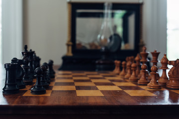 Chessboard with pawns