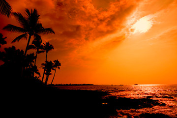 Kona sunset Big Island Hawaii - obrazy, fototapety, plakaty