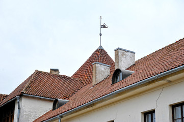 Fototapeta na wymiar tiled roofs in the Narva fortress