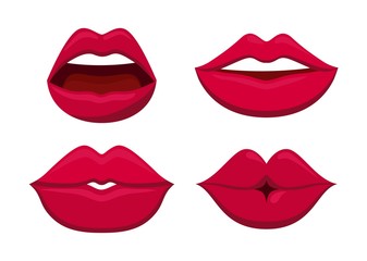 set of sensuality female lips icon