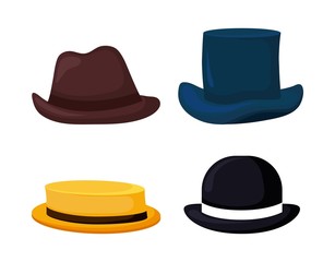 set of elegant gentleman hats