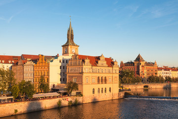 Prague, the Czech Republic - Vltava Waterfront at Sunset