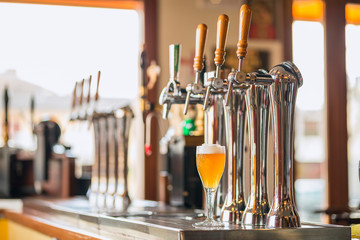 Pint of beer on a bar