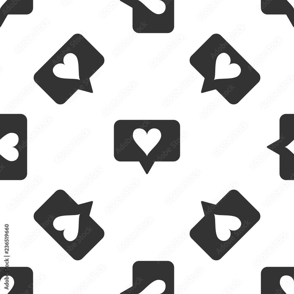 Poster like and heart icon seamless pattern on white background. counter notification icon. follower insta.