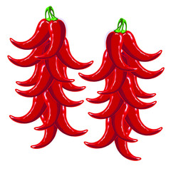 Red hot chile pepper ristras painting bright design element stock vector illustration