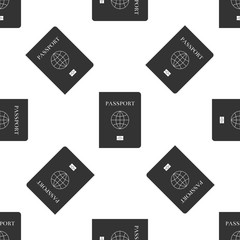 Passport with biometric data icon seamless pattern on white background. Identification Document. Flat design. Vector Illustration