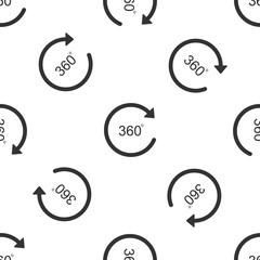 Angle 360 degrees icon seamless pattern on white background. Rotation of 360 degrees. Geometry math symbol. Full rotation. Flat design. Vector Illustration