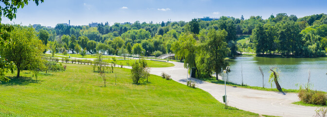 Panorama in Tineretului Park, near downtown Bucharest, Romania