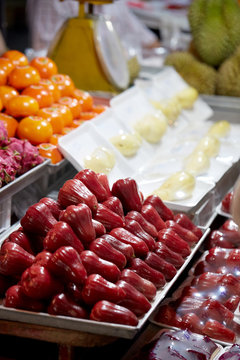 Attractive street food wax apple in the ancient city of Chiang Mai, the weekend night market
